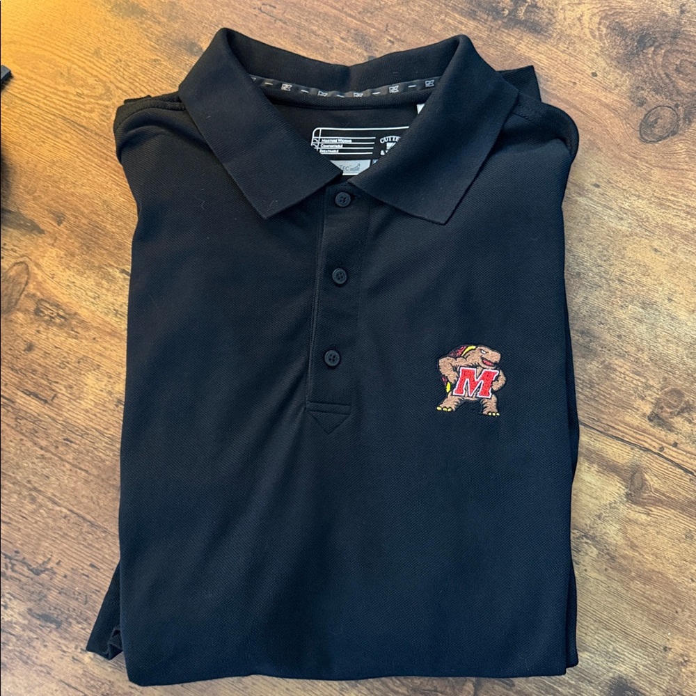 Cutter & Buck Black Polo with Maryland Terps Logo